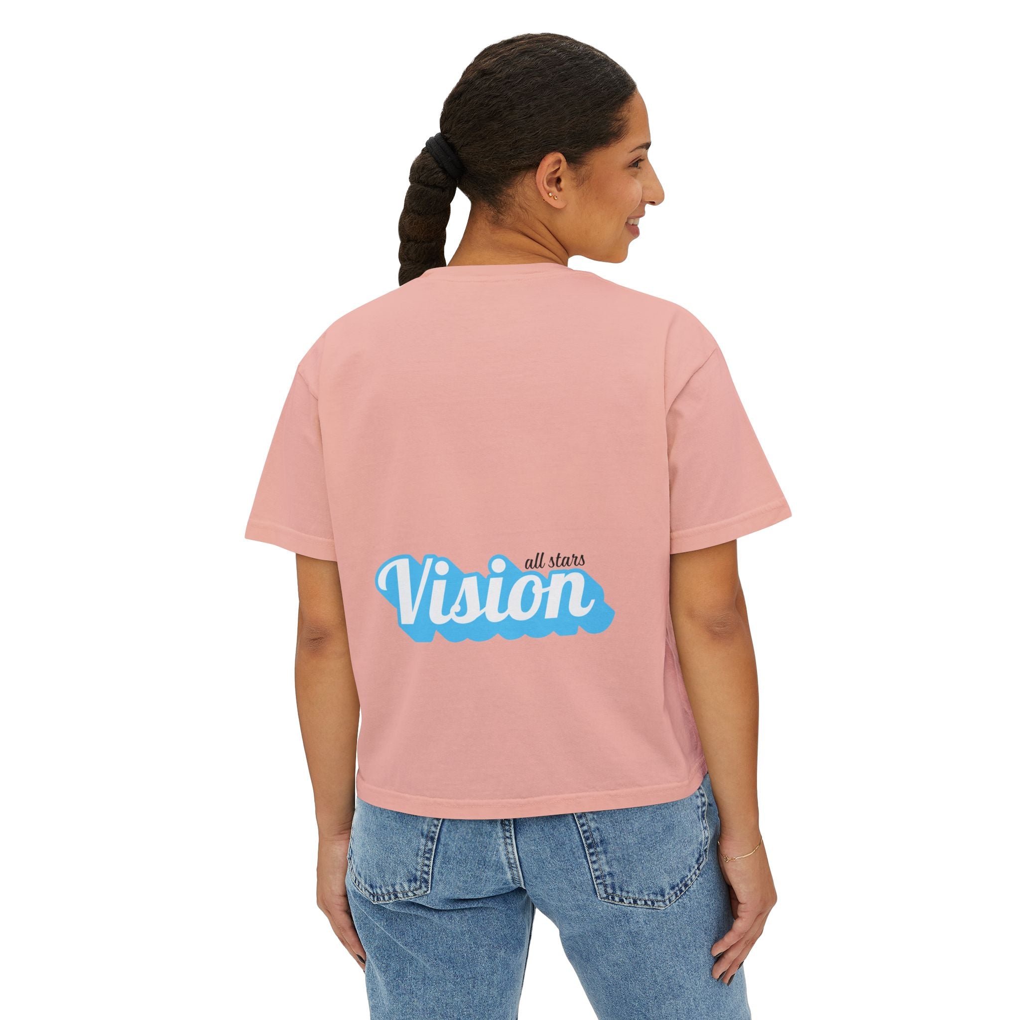 Vision Graphic Boxy Tee — Retro Script Women's Cropped T-Shirt