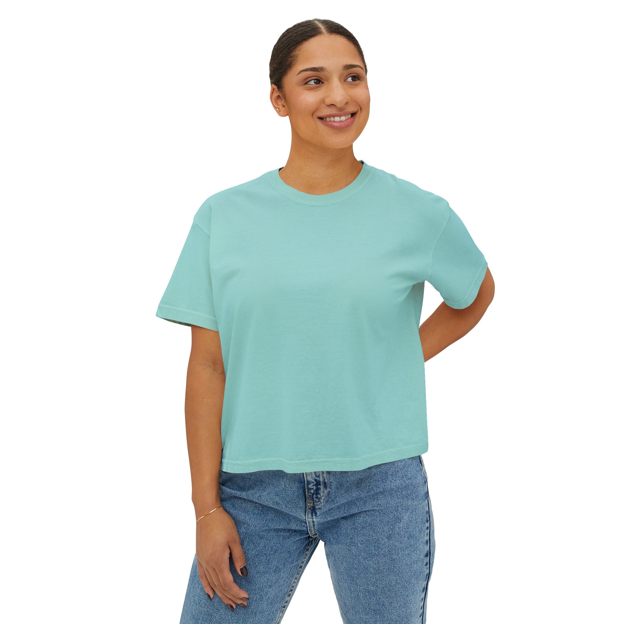 Vision Graphic Boxy Tee — Retro Script Women's Cropped T-Shirt