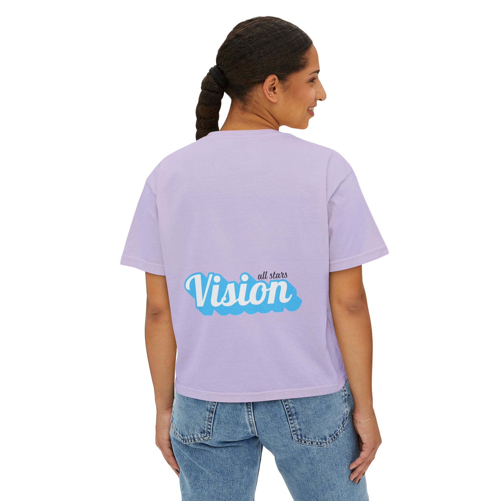 Vision Graphic Boxy Tee — Retro Script Women's Cropped T-Shirt