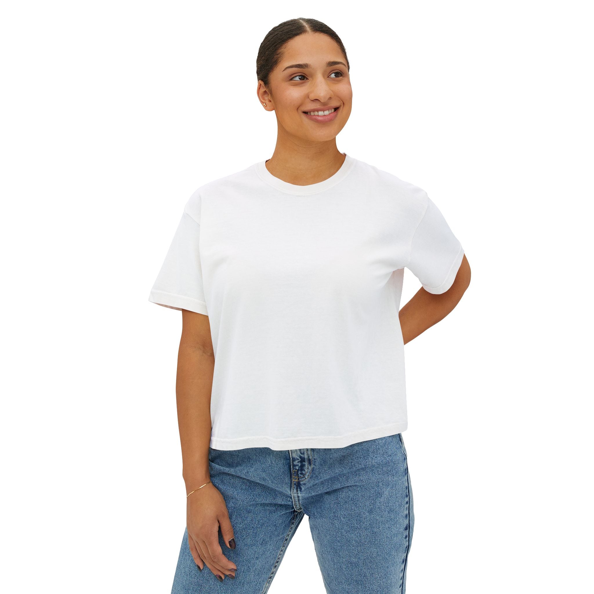 Vision Graphic Boxy Tee — Retro Script Women's Cropped T-Shirt