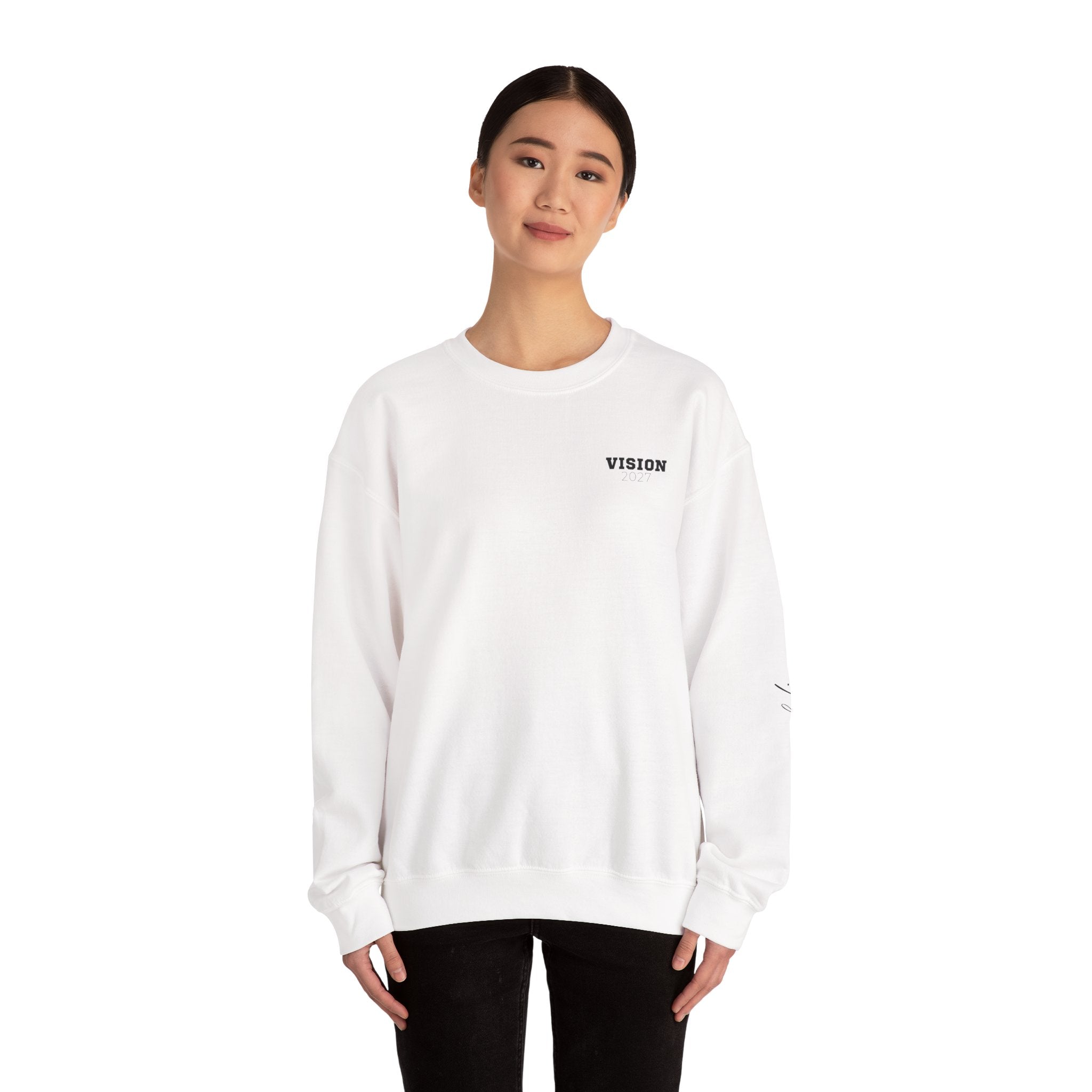 Senior Vision Crewneck Sweatshirt – 'VISION' Front, Vertical 'SENIOR' Back Design