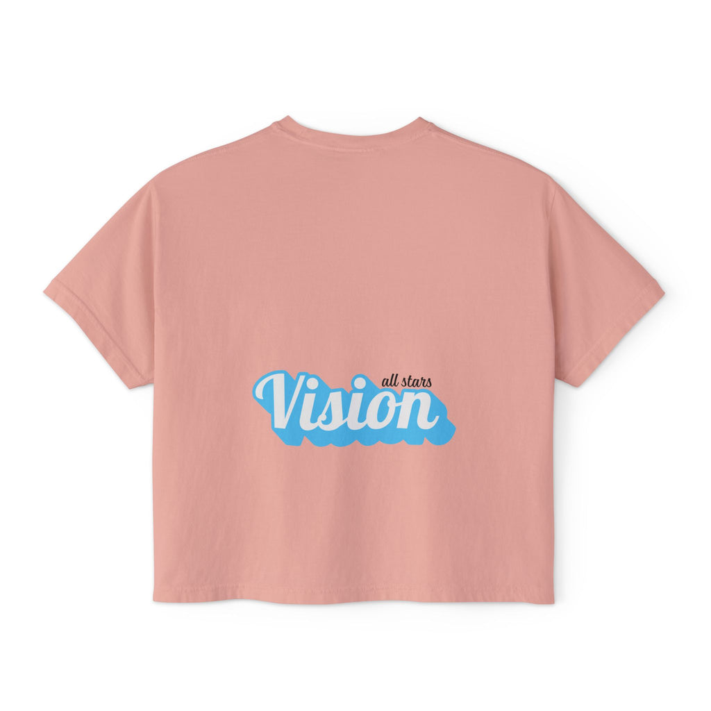 Vision Graphic Boxy Tee — Retro Script Women's Cropped T-Shirt