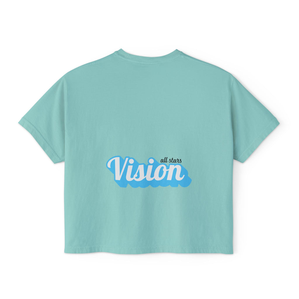 Vision Graphic Boxy Tee — Retro Script Women's Cropped T-Shirt