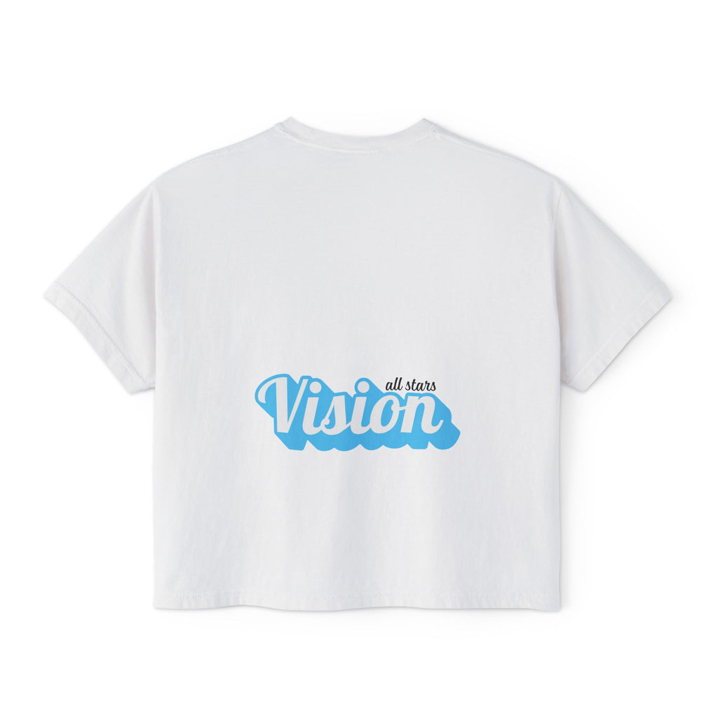 Vision Graphic Boxy Tee — Retro Script Women's Cropped T-Shirt